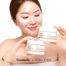 Genabelle patch applied to upper and lower eyelids showing full coverage