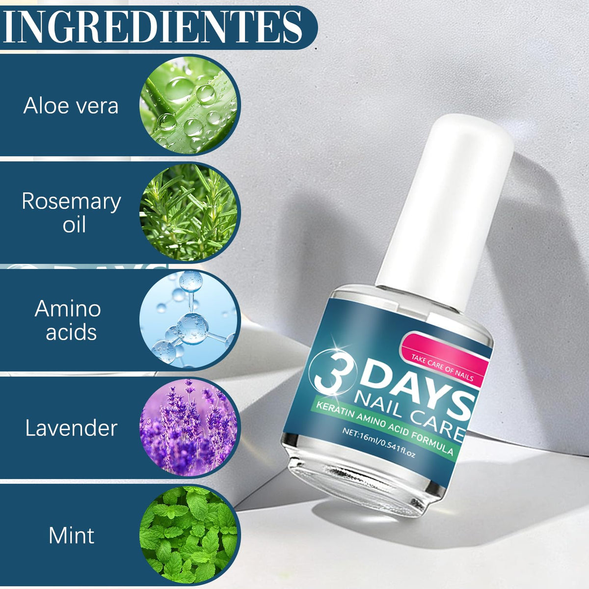 Generic bottle on bathroom vanity suggesting daily routine benefit
