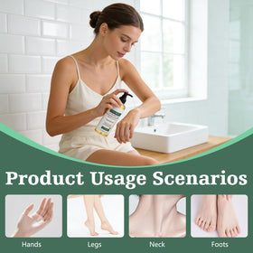 Generic application on legs after shower, demonstrates fast post-shower hydration benefit