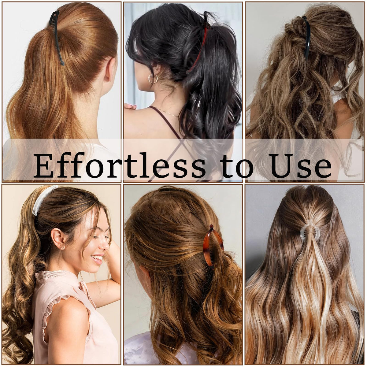 Generic large banana clip holding long hair into a voluminous ponytail for instant lift