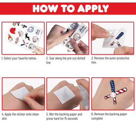 Generic goodie bag display filled with tattoos demonstrating party-favor value