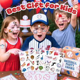 Generic children wearing tattoos showing brand and fun party-identification benefit