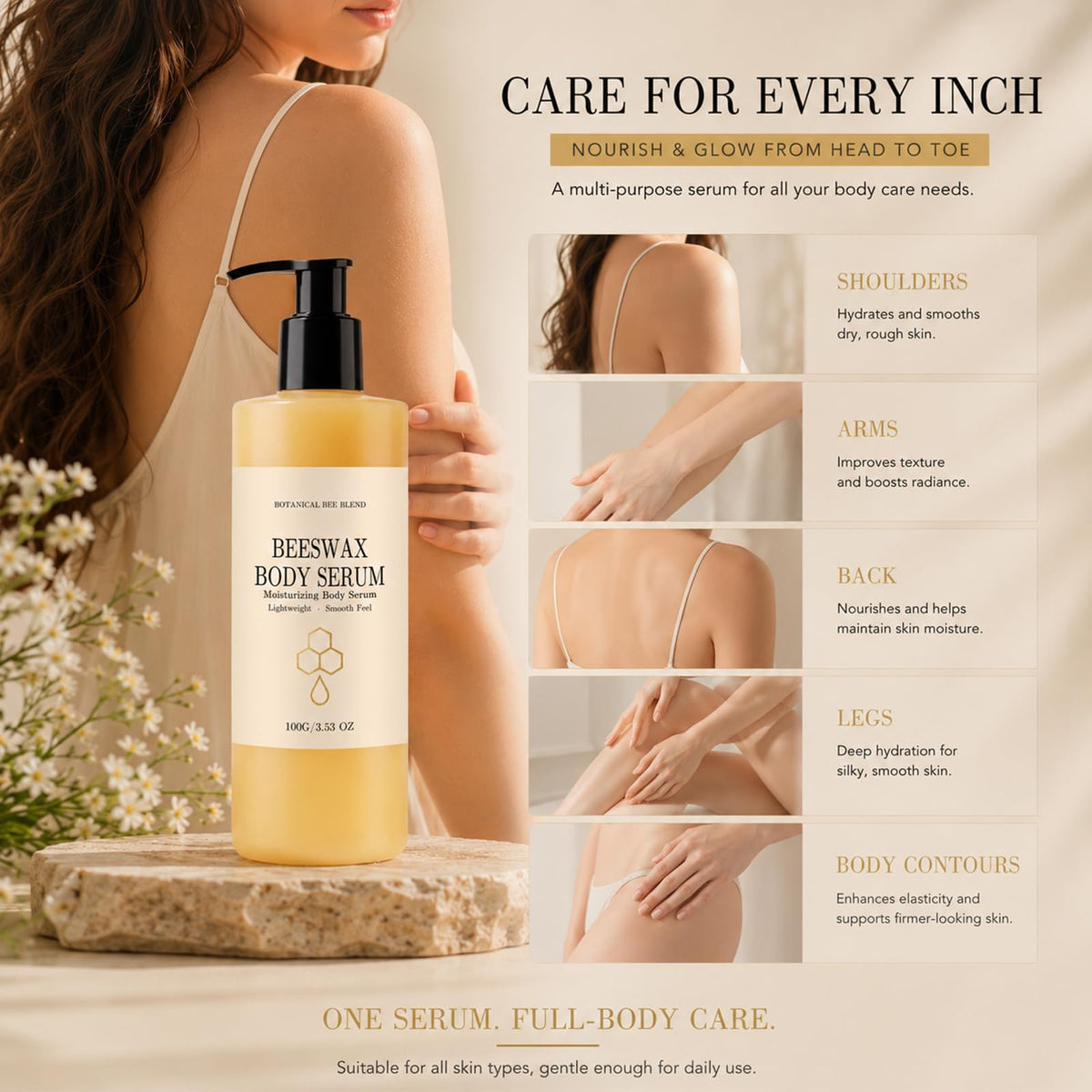 Generic beeswax on elbow and knee improves appearance of crepey skin