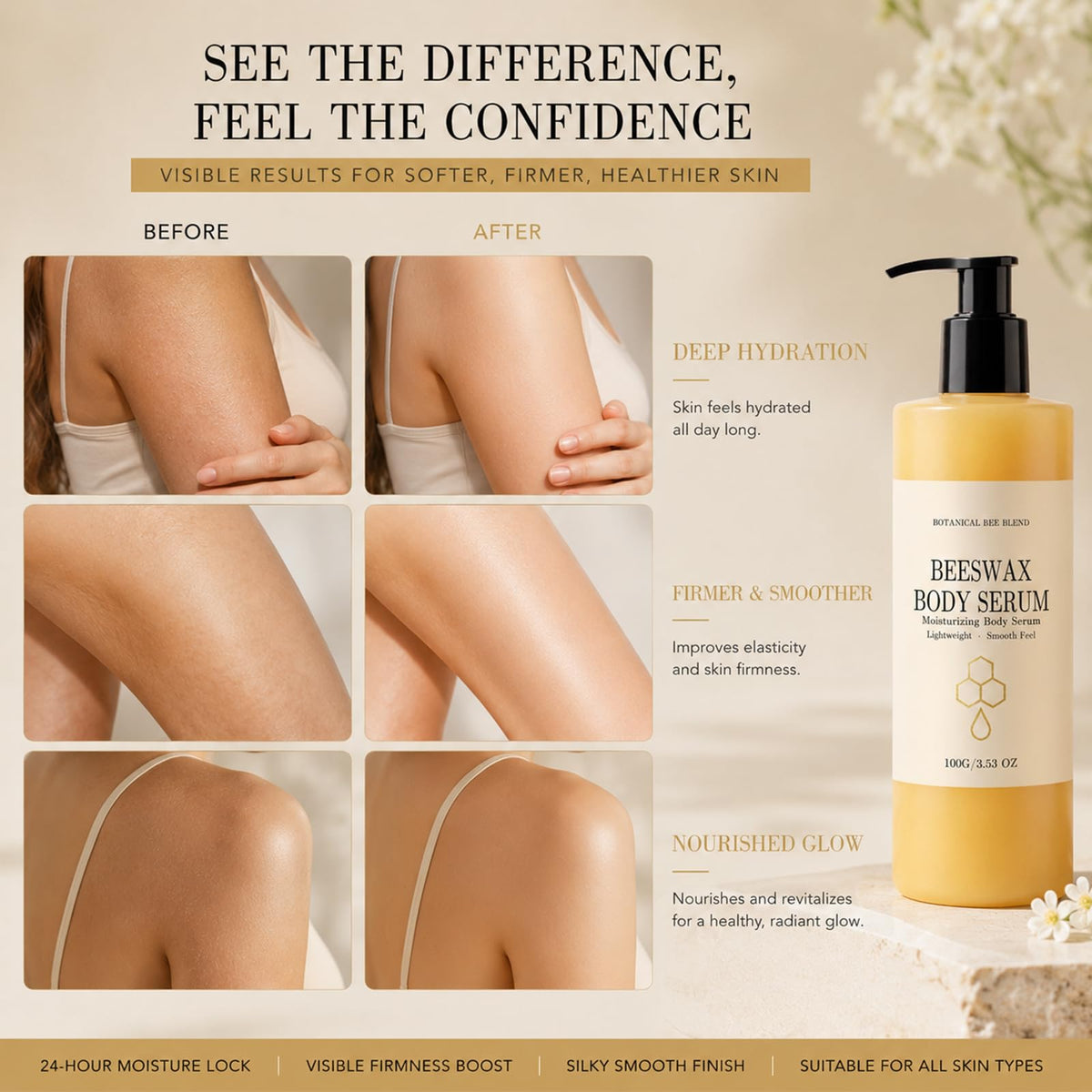 Generic beeswax ingredients label highlighting gentle, barrier-supporting oils