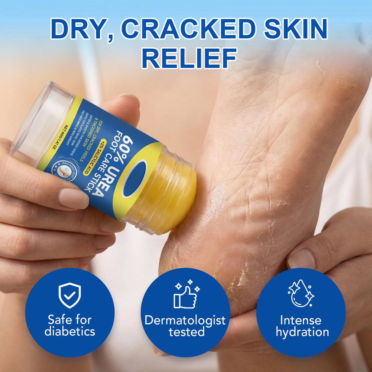 Generic before and after heel comparison shows softer, smoother skin results