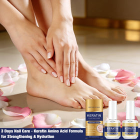 Generic Keratin Nail Care Oil bottle beside coin to show 16ml scale and portability benefit