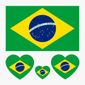 Generic Brazil flag front sheet showing multiple stickers and vibrant colors for easy fan display