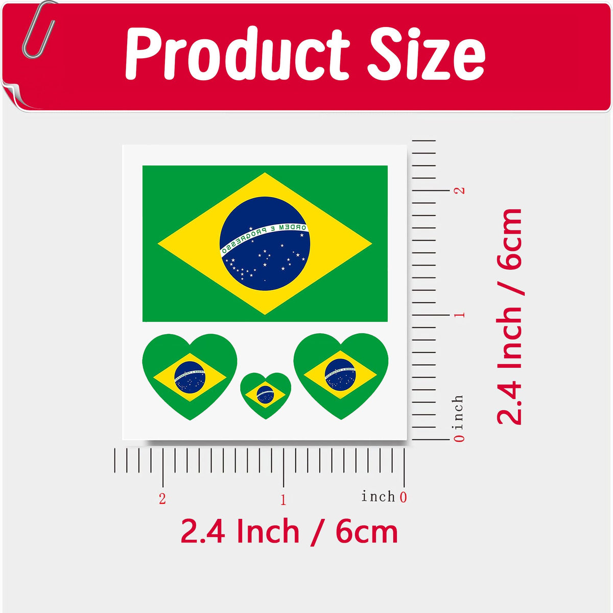 Generic Brazil flag temporary tattoo on cheek worn by a fan for instant team spirit and visibility