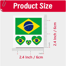 Generic Brazil flag temporary tattoo on cheek worn by a fan for instant team spirit and visibility
