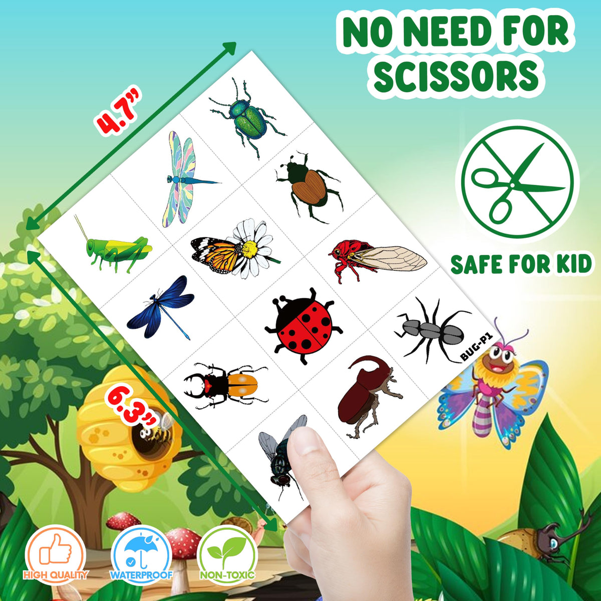 Generic brand child wearing ladybug tattoo, fun wearable decoration for kids