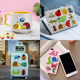 Generic brand party scene with kids wearing bug tattoos, festive favor idea