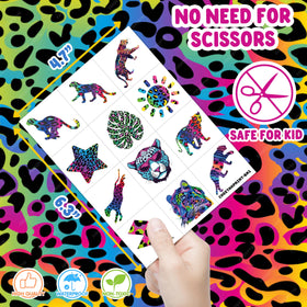 Generic cheetah kids party scene with smiling children enjoying safe fun