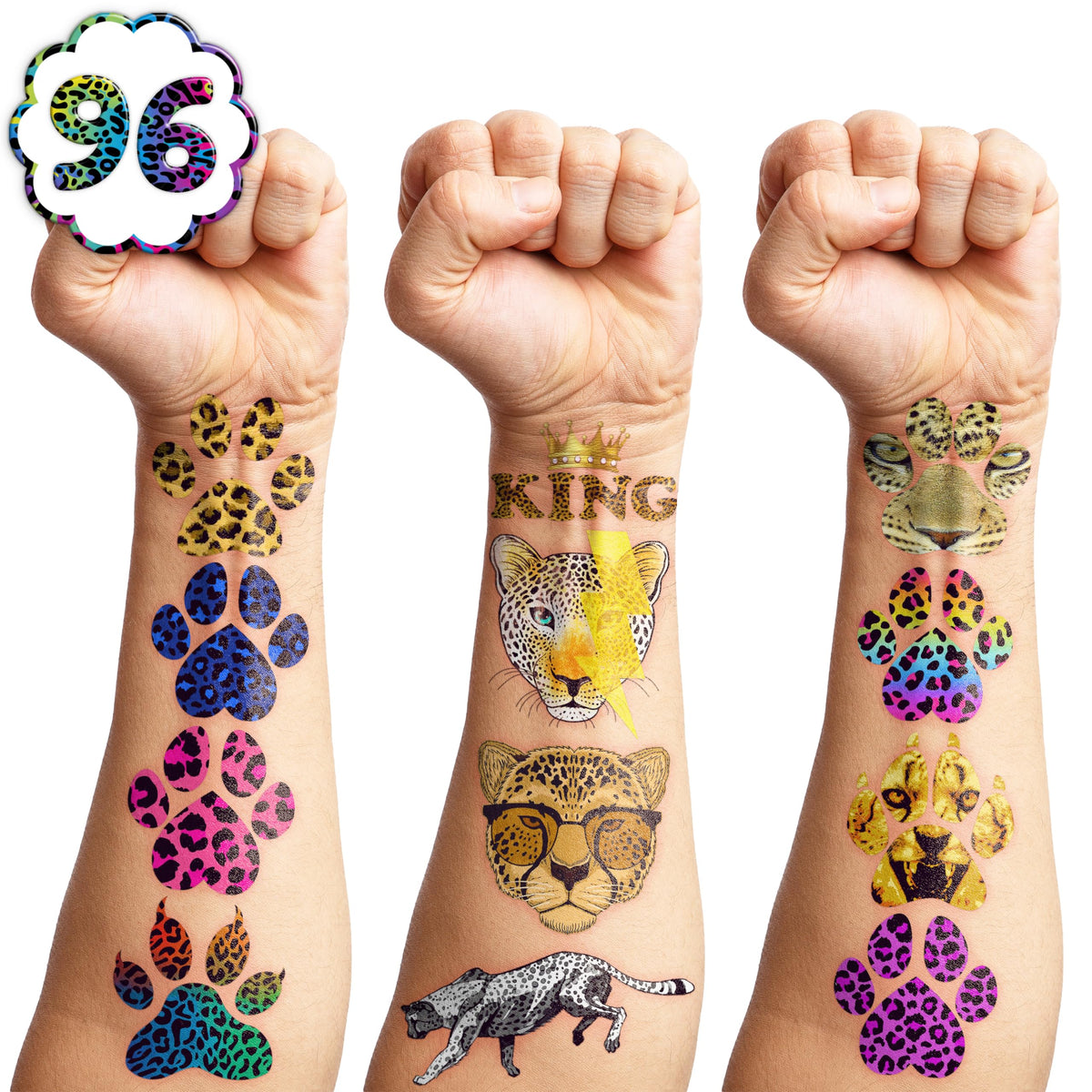 Generic cheetah lifestyle birthday table with tattoos used as party favors