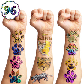 Generic cheetah lifestyle birthday table with tattoos used as party favors