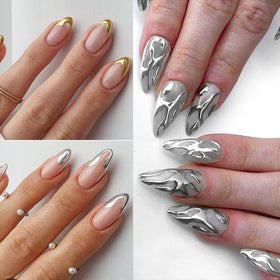 Generic single nail with chrome finish demonstrating salon-quality mirror look