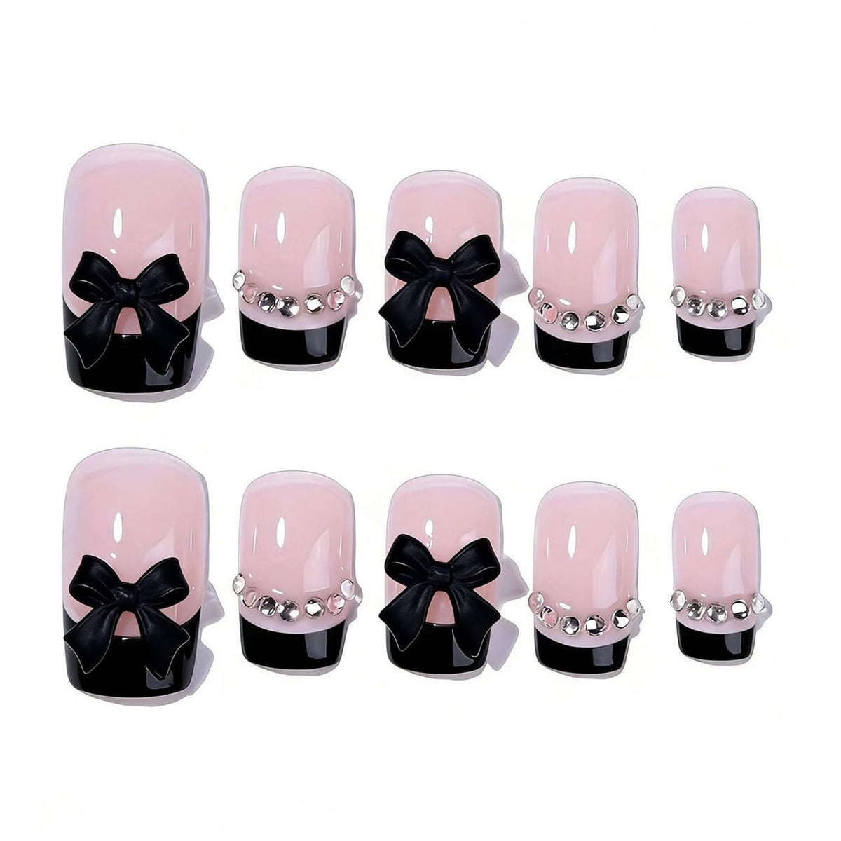 Generic close-up of bow rhinestone detail highlighting decorative sparkle for standout manicures
