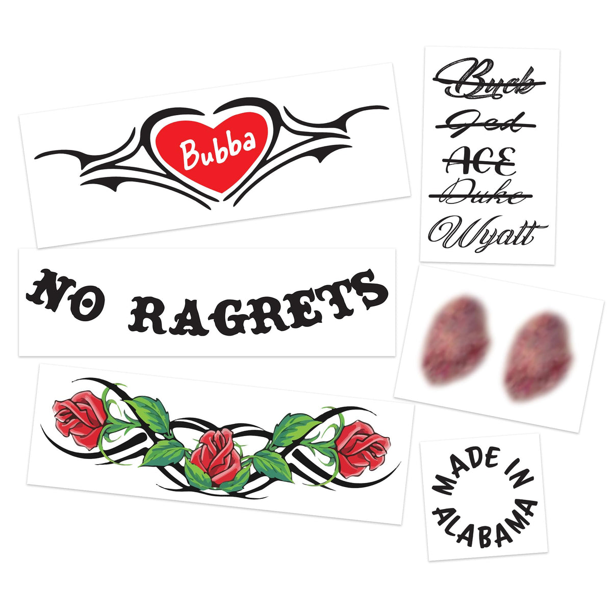 Generic close-up of printed tattoo sheet highlighting realistic detail