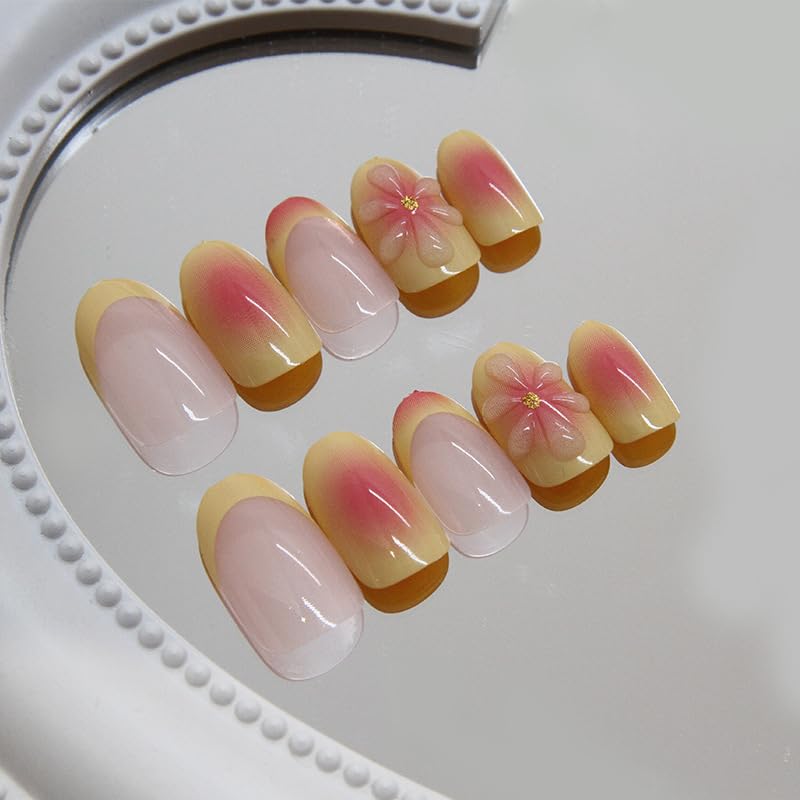 Generic close-up of 3D floral detail and French tip highlighting delicate texture