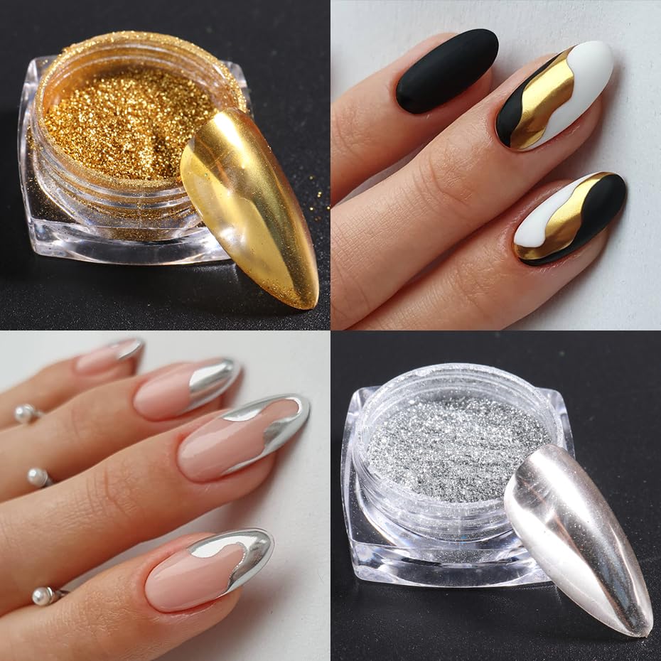 Generic close-up of ultra-fine chrome powder texture for smooth mirror finish