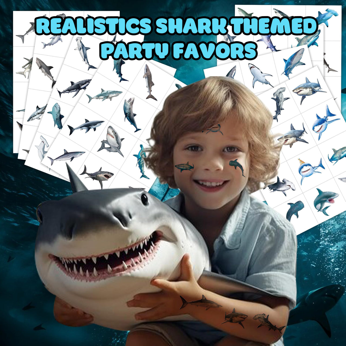 Generic close-up of shark artwork, detailed lifelike design benefit