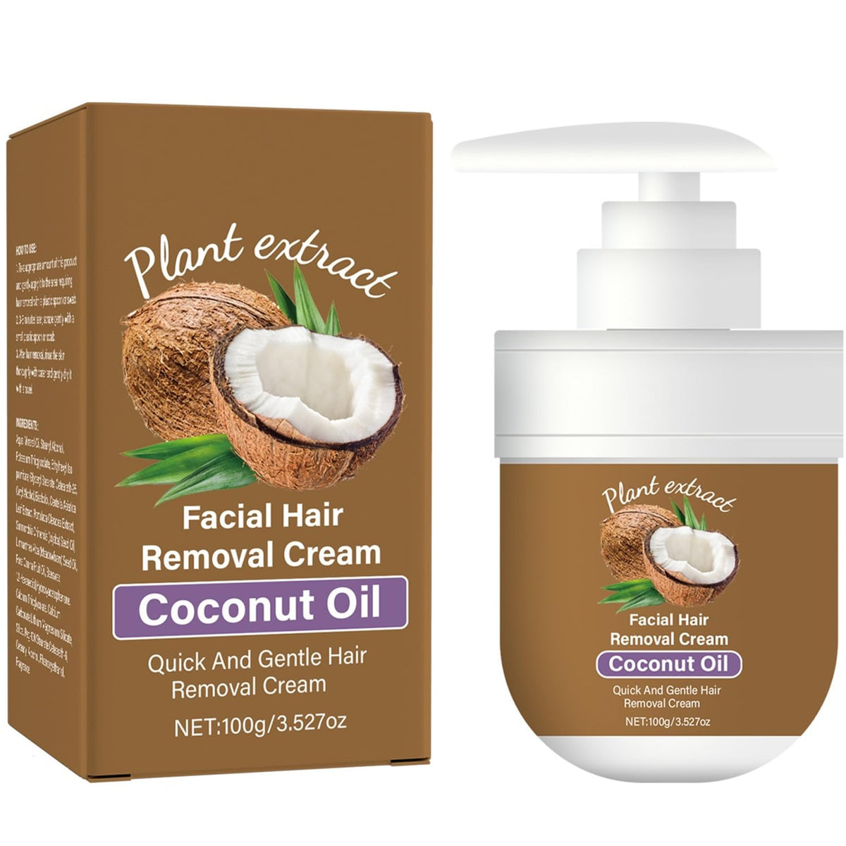 Generic coconut facial cream front packaging showing tube and label, easy identification