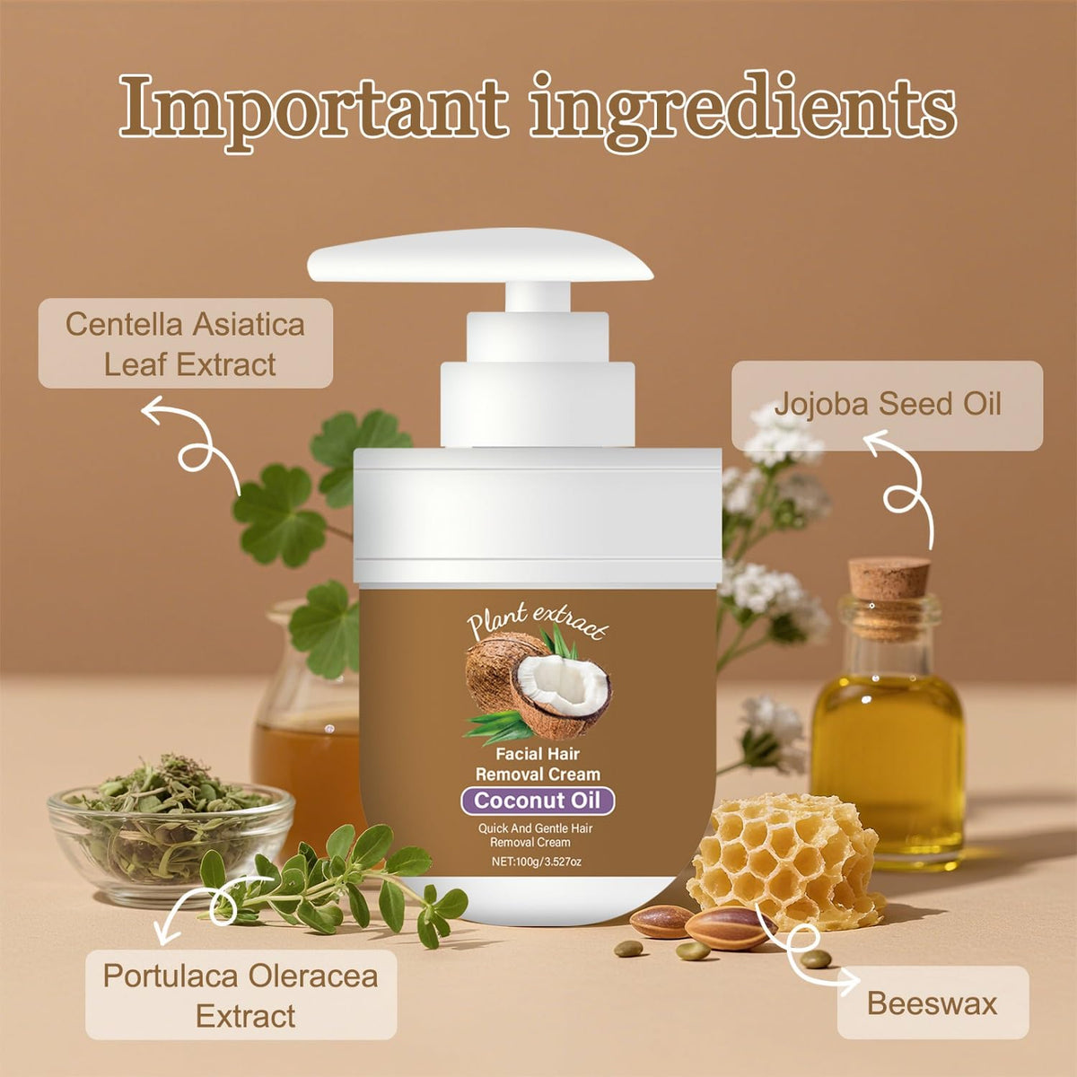 Generic coconut facial cream with coconut oil visual emphasizing natural hydration benefits