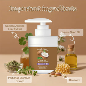 Generic coconut facial cream with coconut oil visual emphasizing natural hydration benefits