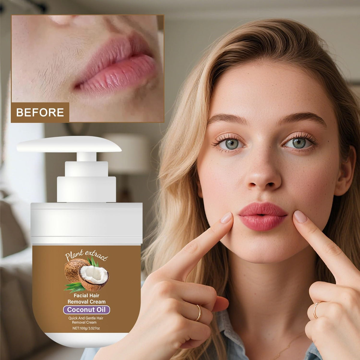 Generic coconut facial cream texture close-up illustrating creamy, moisturizing consistency