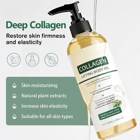 Generic brand demonstrating oil applied to elbow to hydrate and soften skin