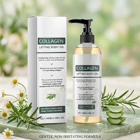 Generic brand pump dispensing oil into palm for easy post-shower application
