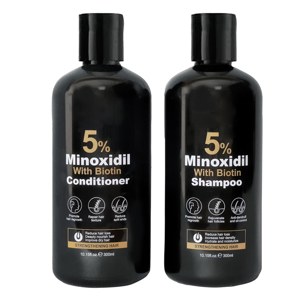 Generic shampoo and conditioner duo front view showing brand and balanced formula benefits