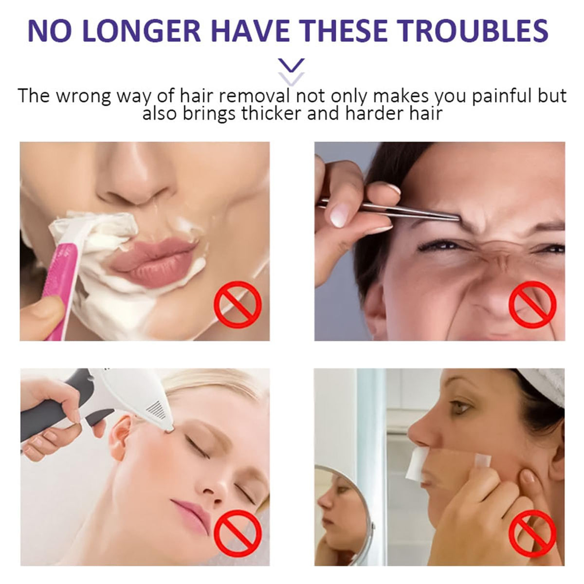 Applying Generic facial hair removal cream to upper lip for painless, non-sticky hair removal