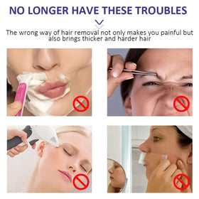 Applying Generic facial hair removal cream to upper lip for painless, non-sticky hair removal