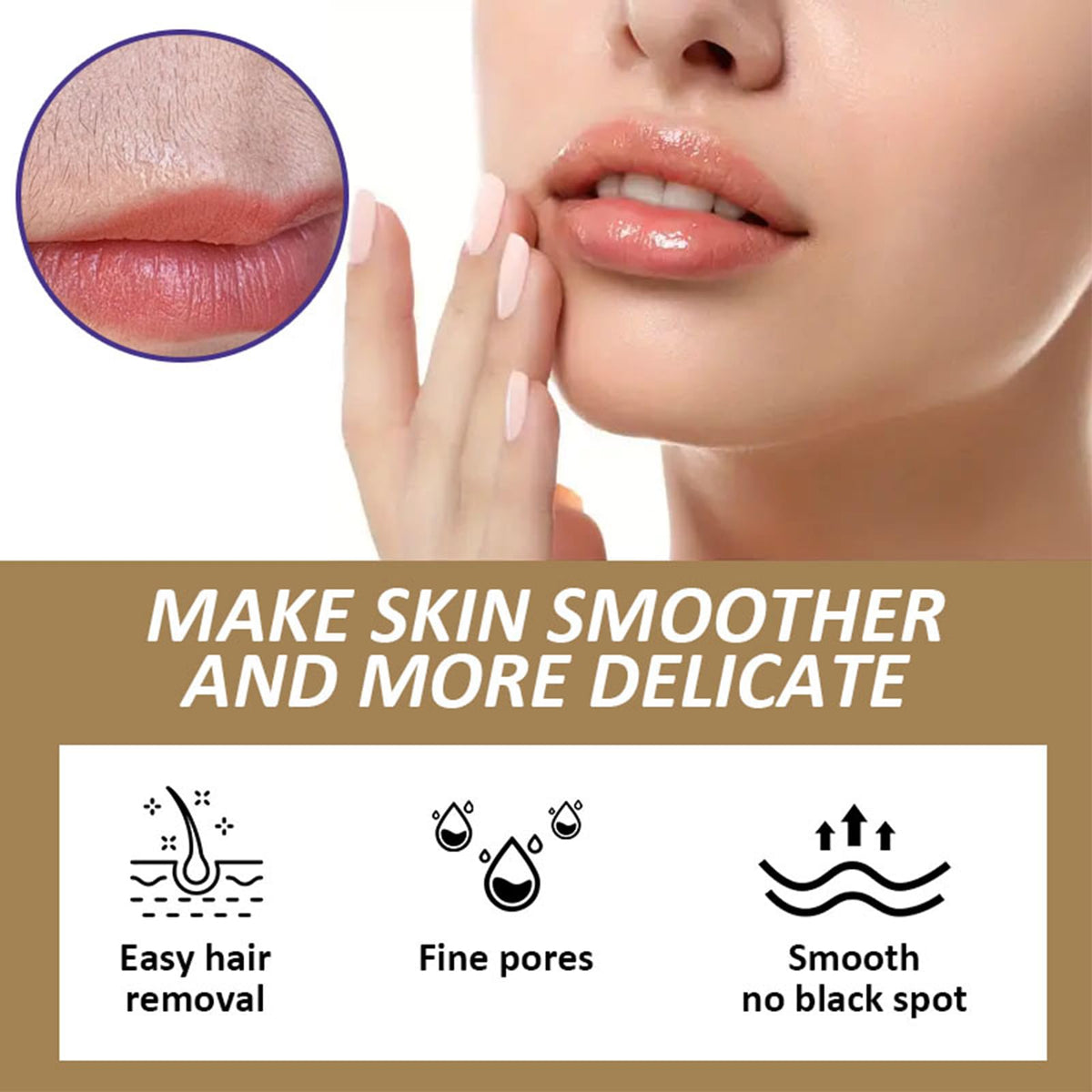 Generic facial hair removal cream texture close-up showing smooth coconut-oil enriched cream