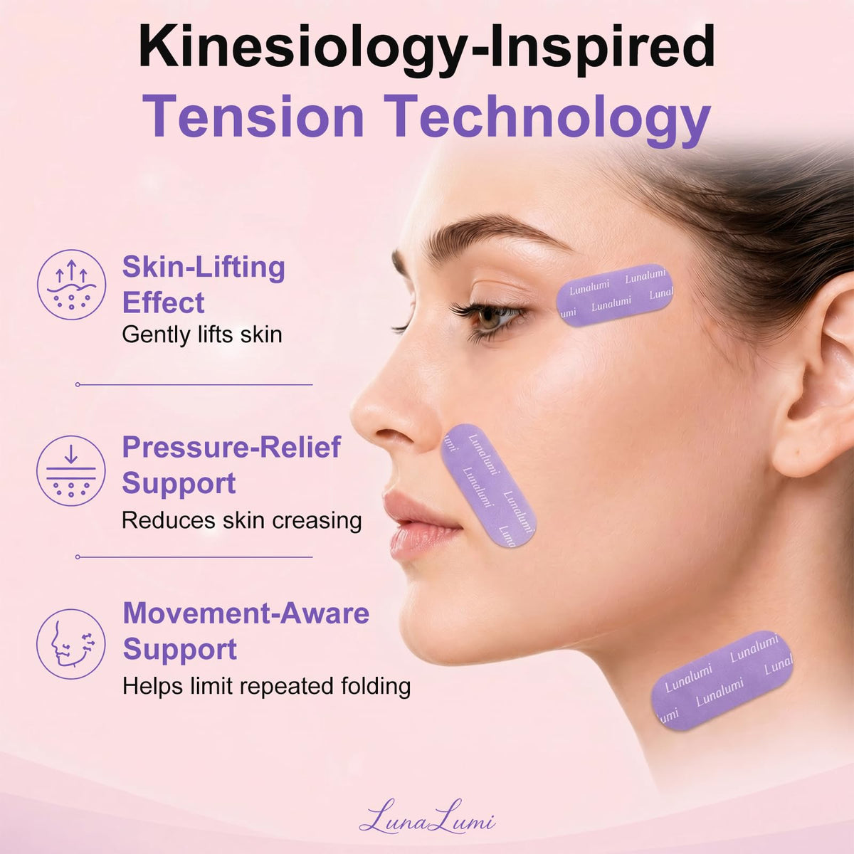Generic forehead application demonstrating gentle lift and support
