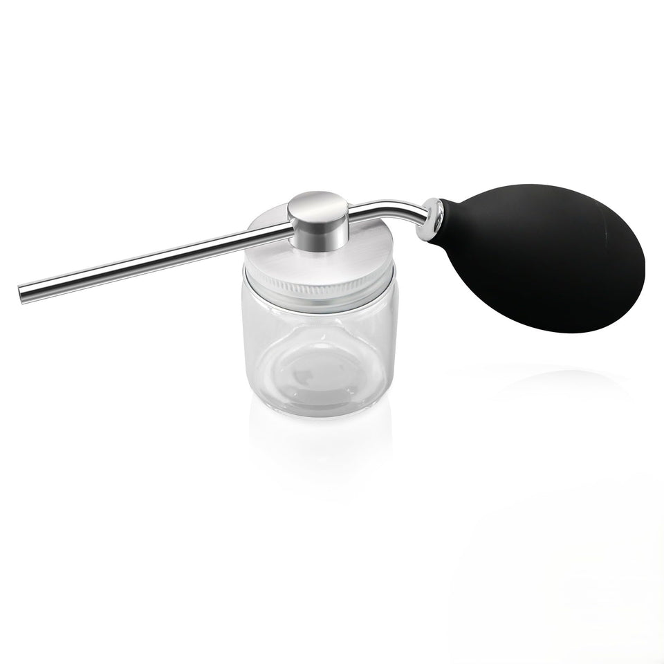 Generic bottle front packaging showing refillable powder dispenser benefit