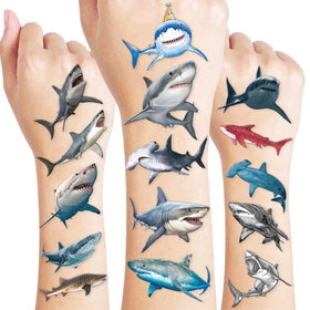 Generic front packaging showing shark tattoos, clear count and party-ready