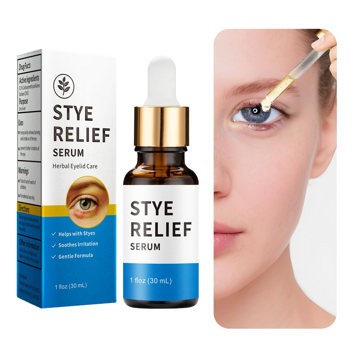 Generic front packaging showing 30ml bottle and benefits