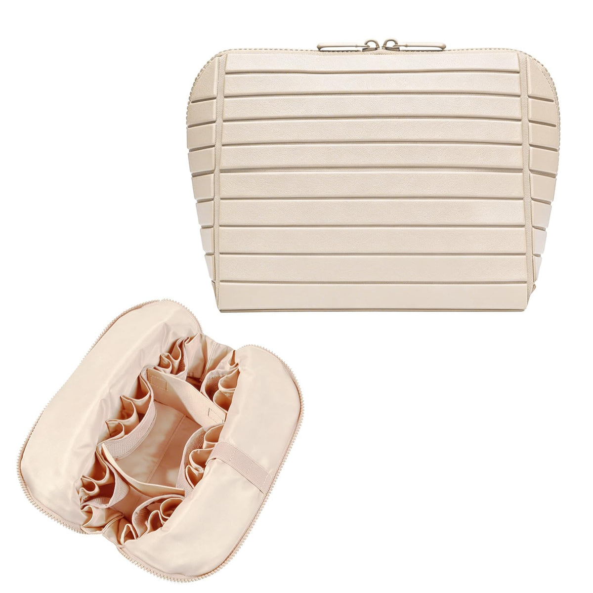 Generic front view fold-down open showing organized compartments and quick visibility benefit