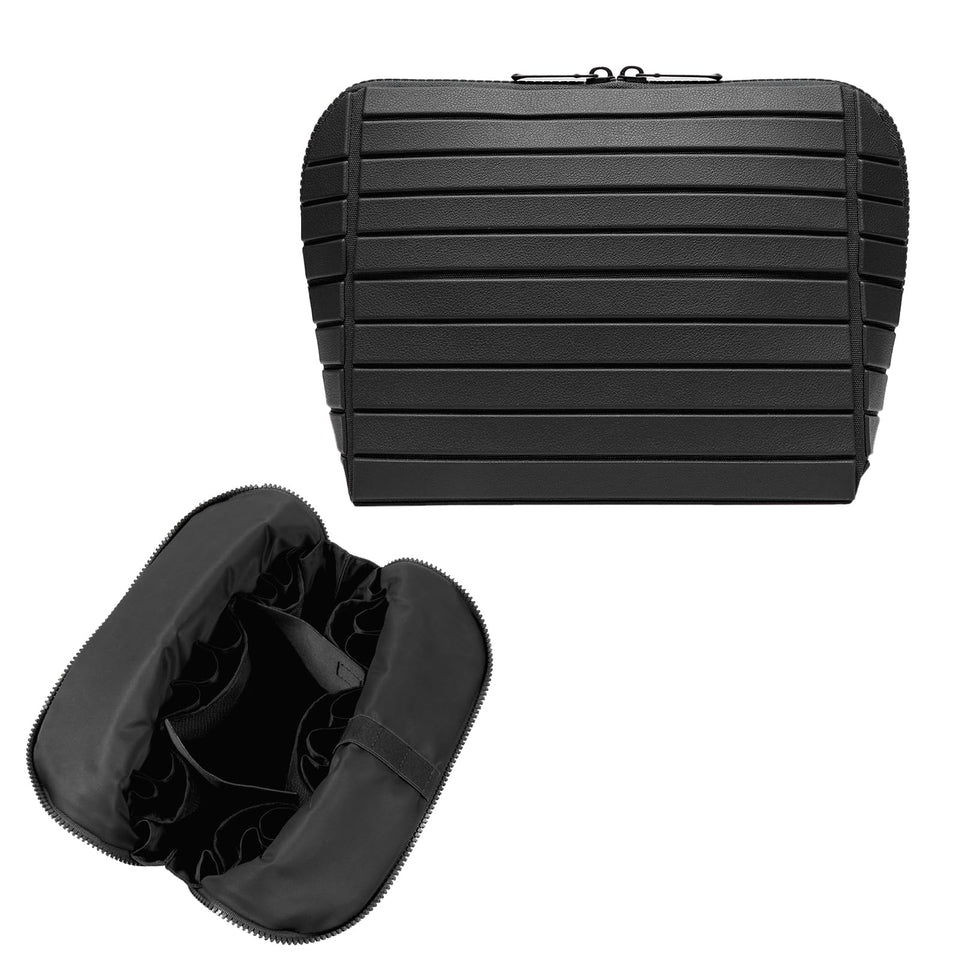 Generic front view of folded organizer showing compact travel-ready design and handle