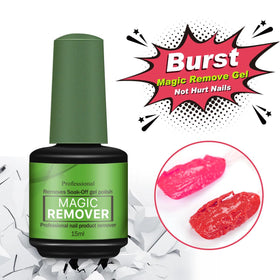 Generic gel nail polish remover applied to nails showing lifted gel for easier removal
