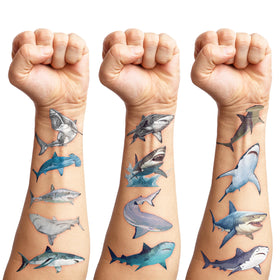 Generic shark tattoos in gift bag, party favor convenience