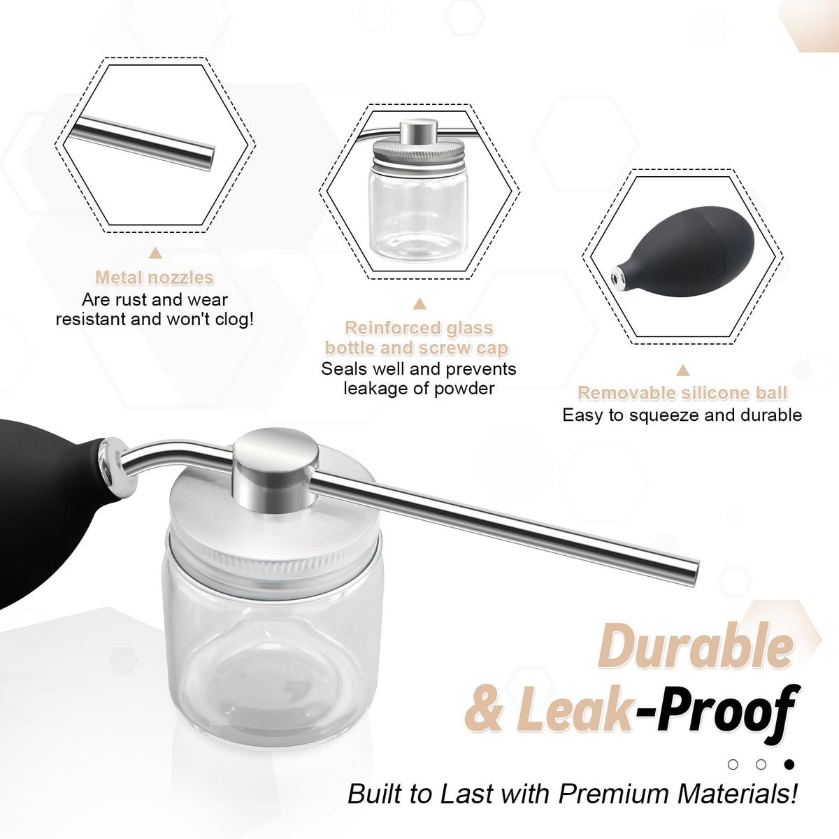 Generic glass bottle with silicone seal demonstrating leak-proof benefit