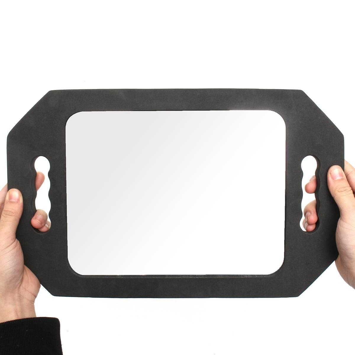 Generic mirror back and dual handles visible for firm grip and easier presentation