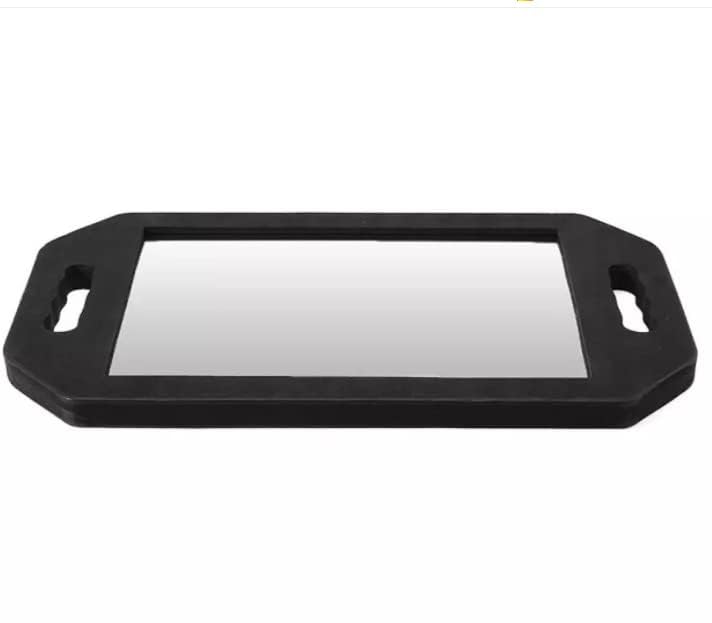 Generic mirror hung on a hook showing tidy storage and quick-access benefit