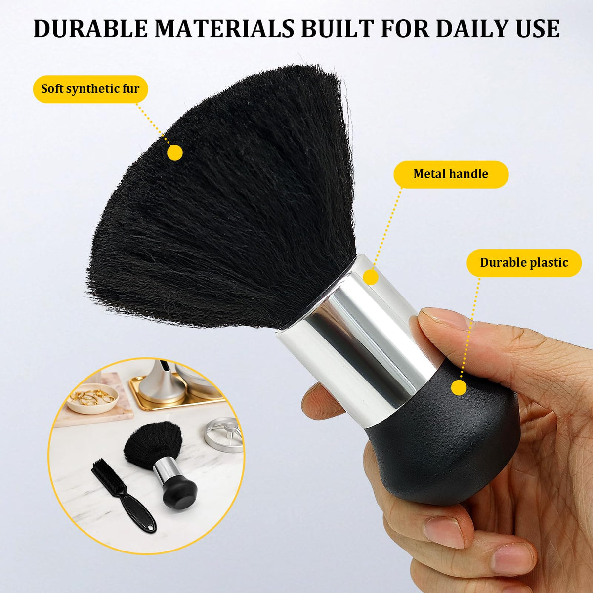 Generic handle and bristle texture close-up illustrating durable construction and gentle feel