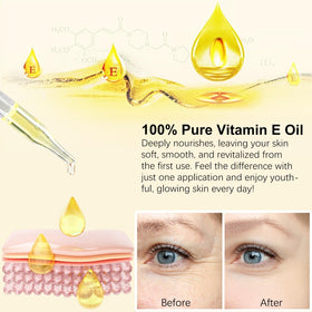 Generic Vitamin E oil on hands and nails showing softened cuticles and strengthened nails