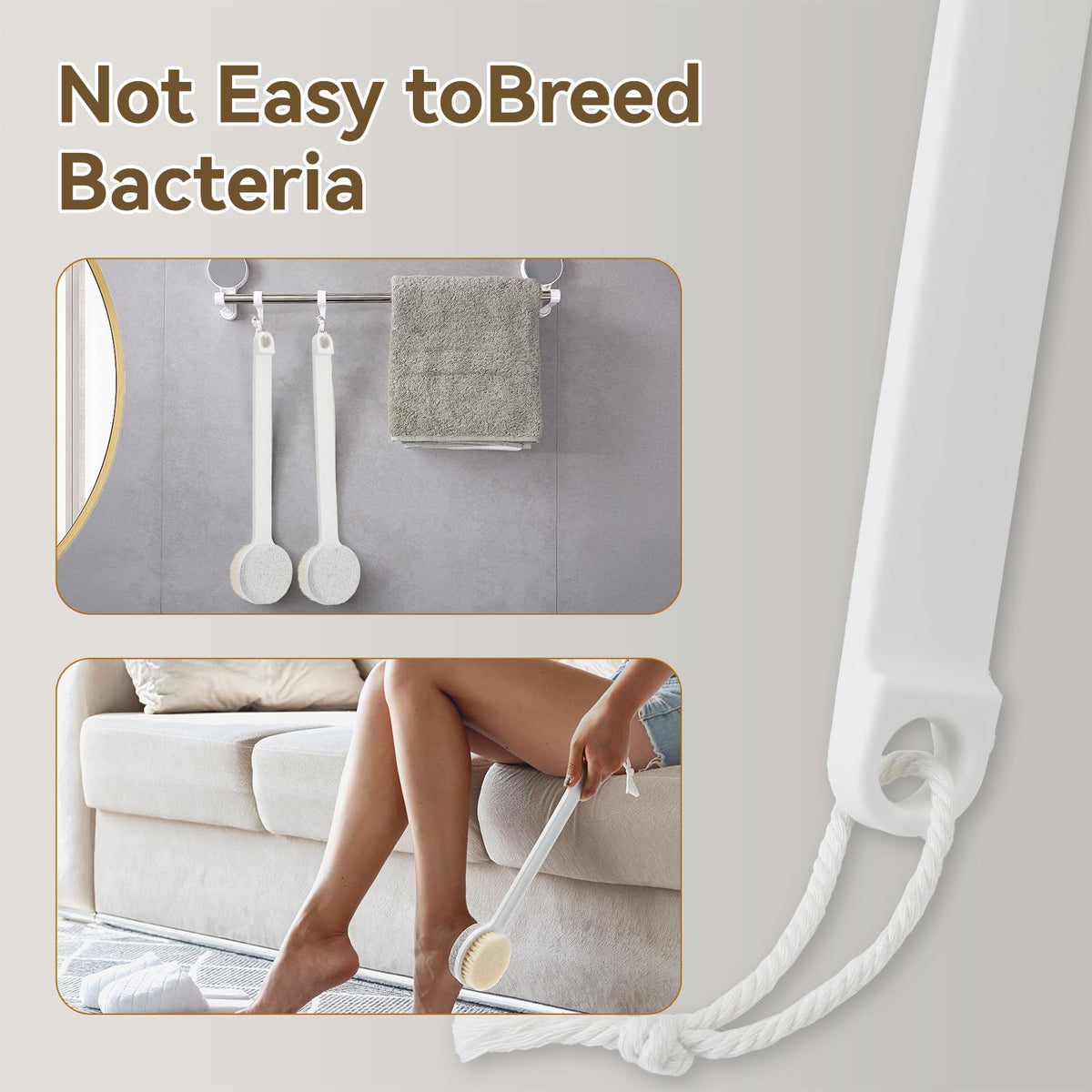 Generic hanging storage in shower on hook keeping scrubber dry and accessible