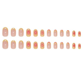 Generic hands applying a press-on nail showing easy quick application