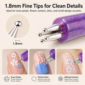 Generic pen stamping a five-petal flower on a nail for quick floral designs